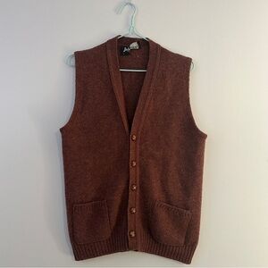 Vintage Wool Brown Button-Up Vest Size Medium